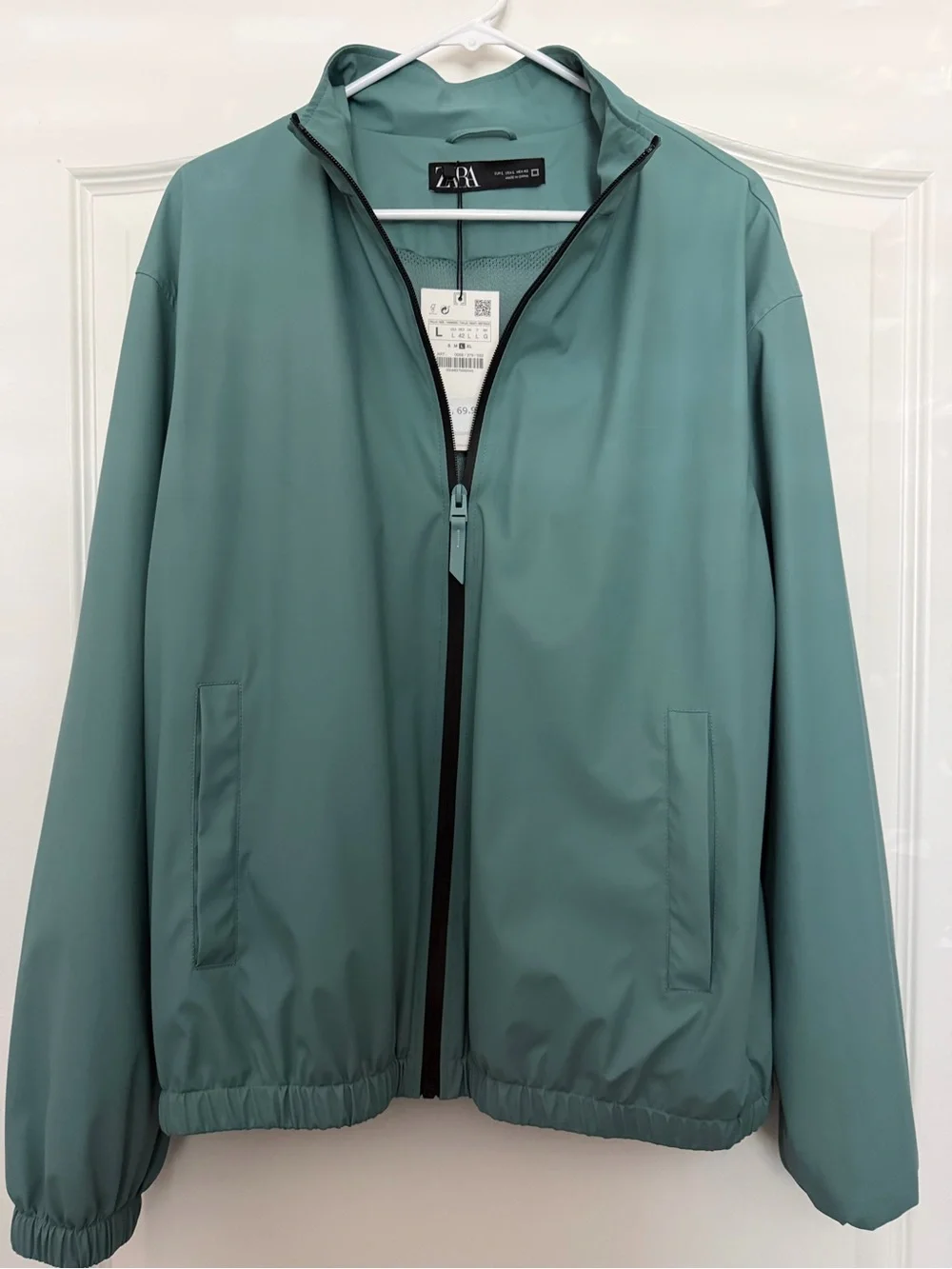 ZARA Mint Green Sport Lightweight Zip Jacket NWT size L